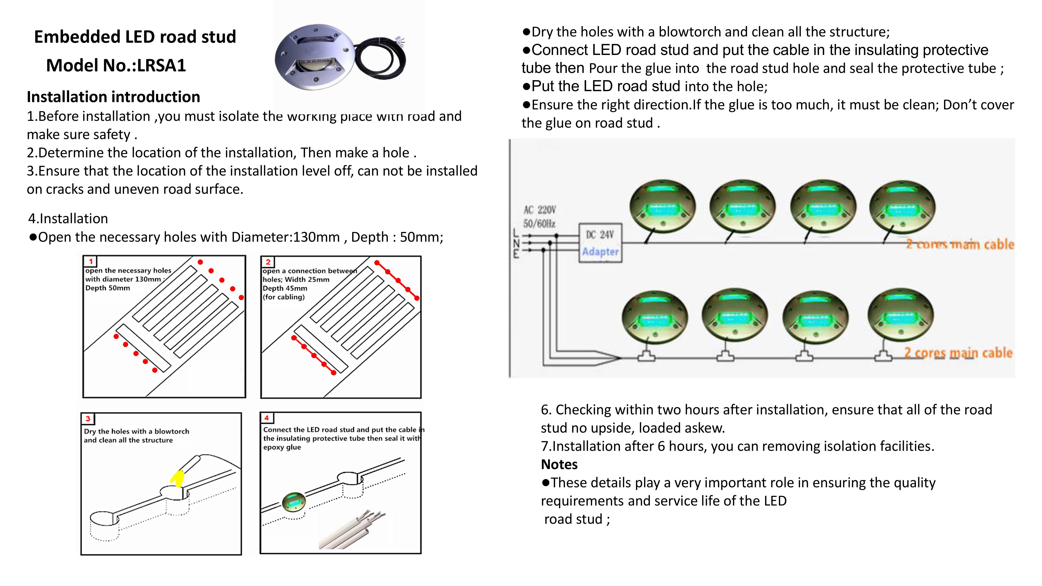 Embedded LED road stud (LRSA4)