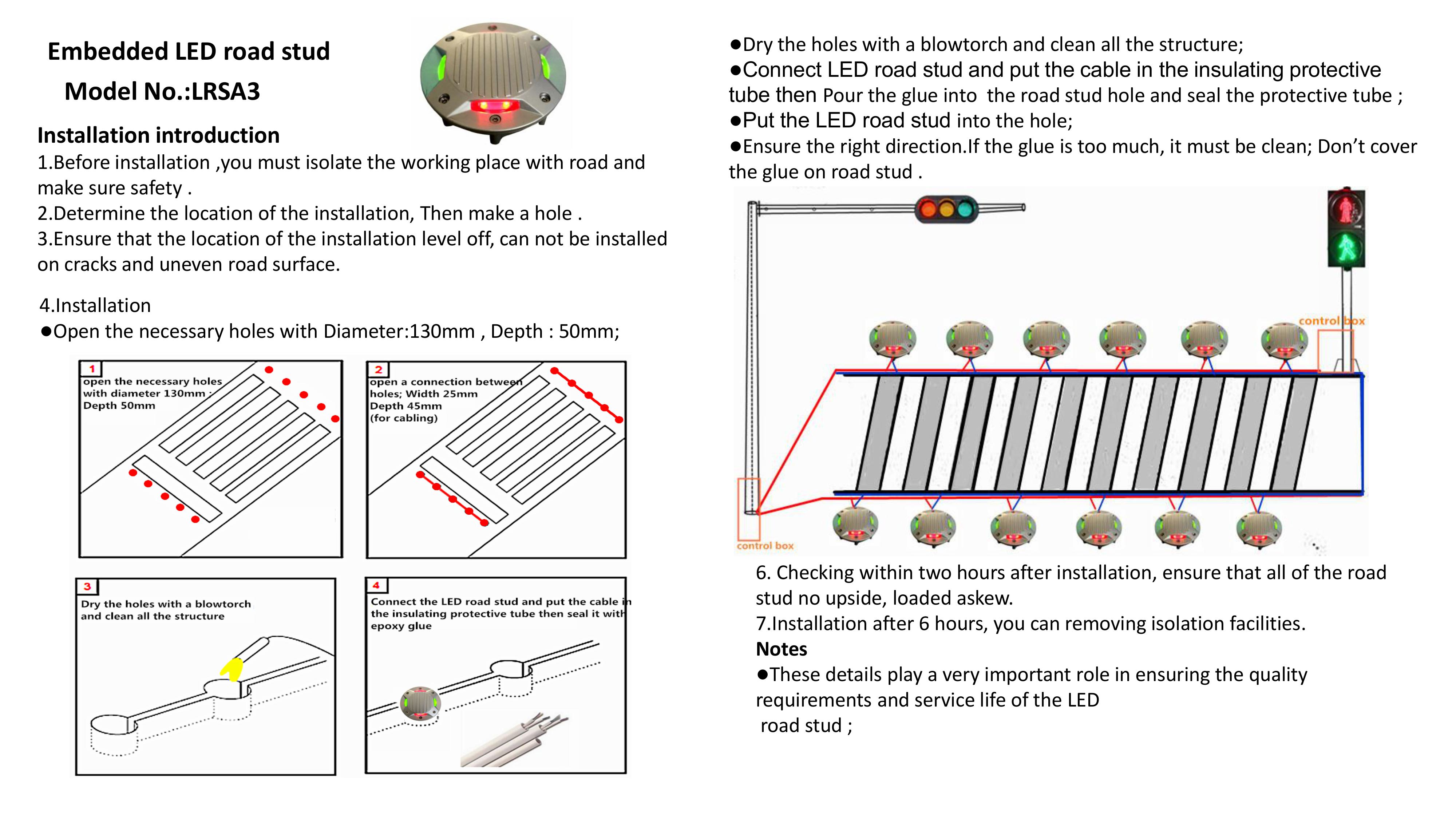 Embedded LED road stud (LRSA3)